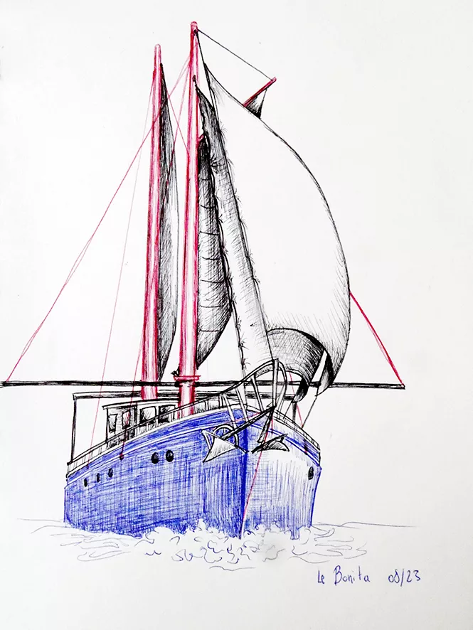 Claire Astigarraga - artiste plasticienne, sérigraphe, dessinatrice et navigatrice.